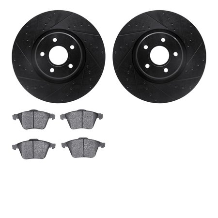 DYNAMIC FRICTION CO 8602-54022, Rotors-Drilled and Slotted-Black with 5000 Euro Ceramic Brake Pads, Zinc Coated 8602-54022